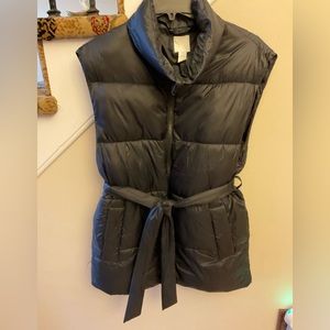 H & M puffer belted black vest